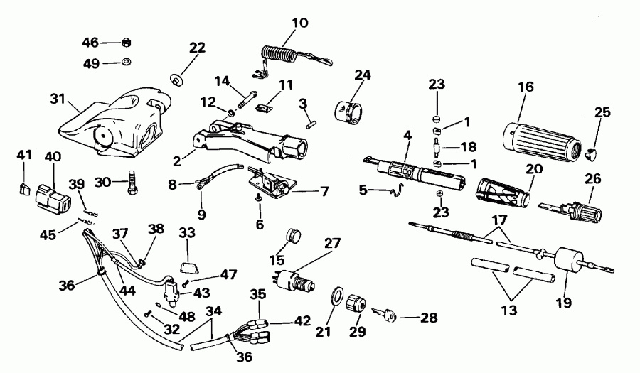 ��������� ����� EVINRUDE E35RMLEDC 1996  - eering & Shift Handle / ee������ & ������������� Handle