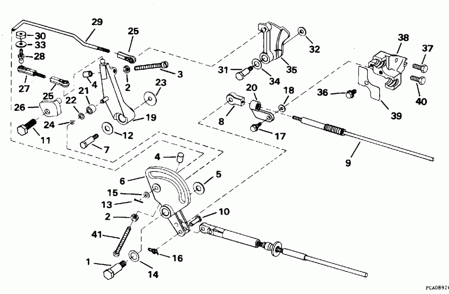 ��������� �������� ����� Evinrude E40REDS 1996  - ift & Throttle Linkage / ift & ����������� ��������age