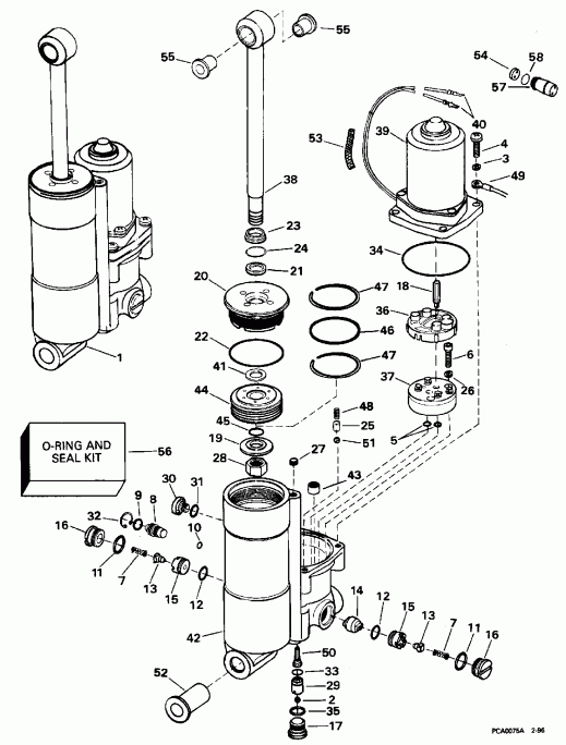 ��������� ��������� Evinrude E40TEEDS 1996  - wer Trim / tilt - wer Trim/tilt
