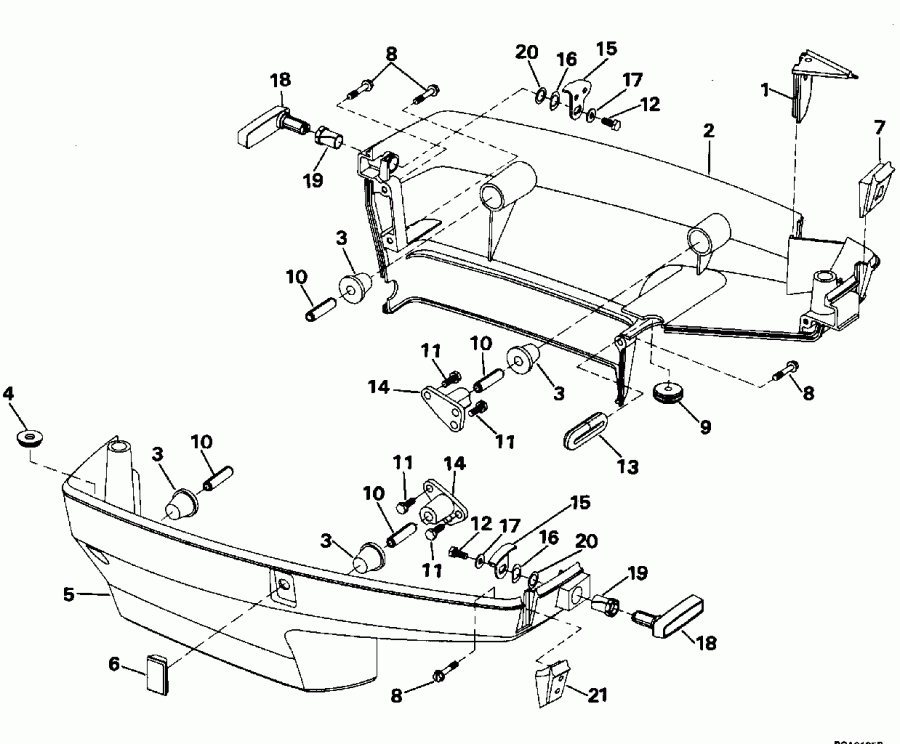 �������� ��������� ����� EVINRUDE E48ESLEDC 1996  - wer Engine Cover / wer ������ ��������� (�����)