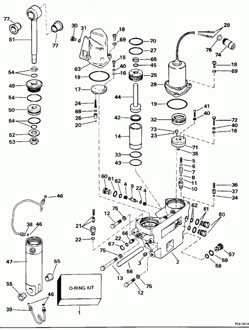  Evinrude E60TTLEDR 1996  - wer Trim/tilt Hydraulic Assembly - wer Trim / tilt Hydraulic Assembly