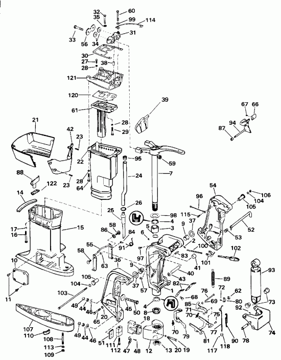 �������� ����� Evinrude E65RSLM 1996  - dsection - dsection