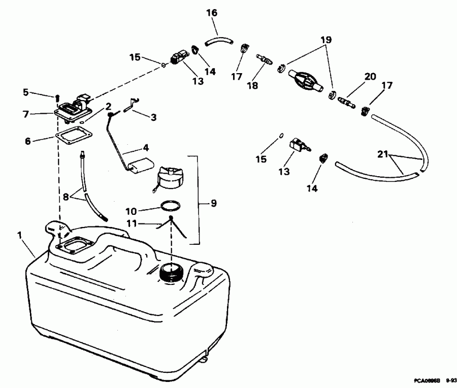 ��������� ��������� EVINRUDE E70TLEDA 1996  - Manual Tilt - ������ Tilt