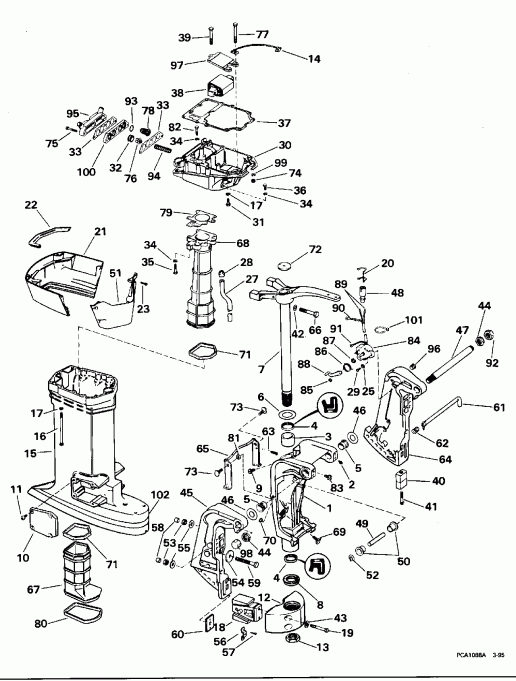 ��������� Evinrude E8FRXEDC 1996  - ee������ & ������������� Handle / eering & Shift Handle