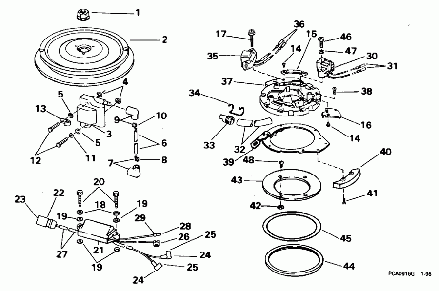 �������� ��������� ����� Evinrude HE25RLEDA 1996  - nition / nition