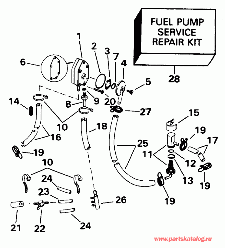 ��������� �������� ����� Evinrude HE70TXEDA 1996  - E70rnlib Only