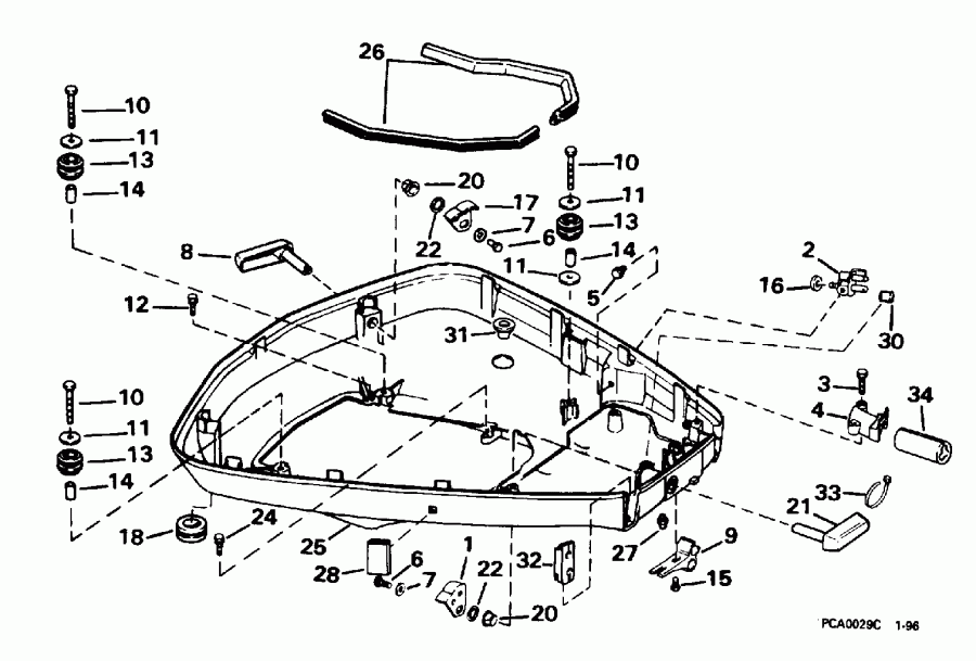  Evinrude SE100WMPLM 1996  - wer Engine Cover / wer ������ ��������� (�����)