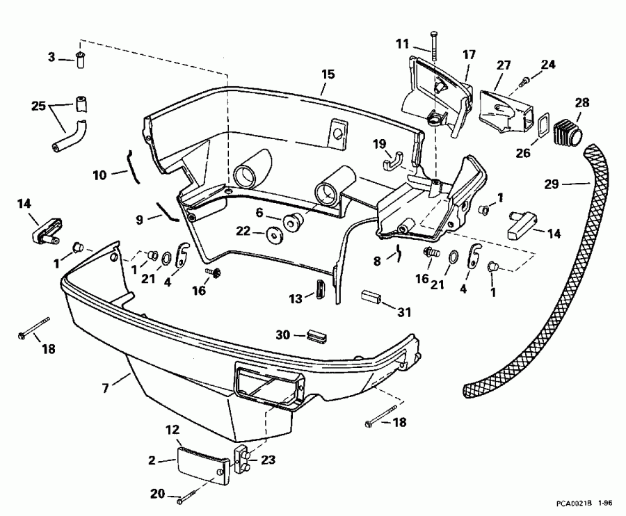  Evinrude SE150WTPLB 1996  - wer ������ ��������� (�����) - wer Engine Cover