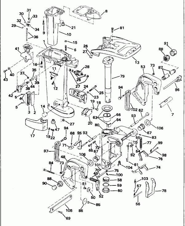 ��������� �������� ����� EVINRUDE SE25RDEDC 1996  - dsection / dsection