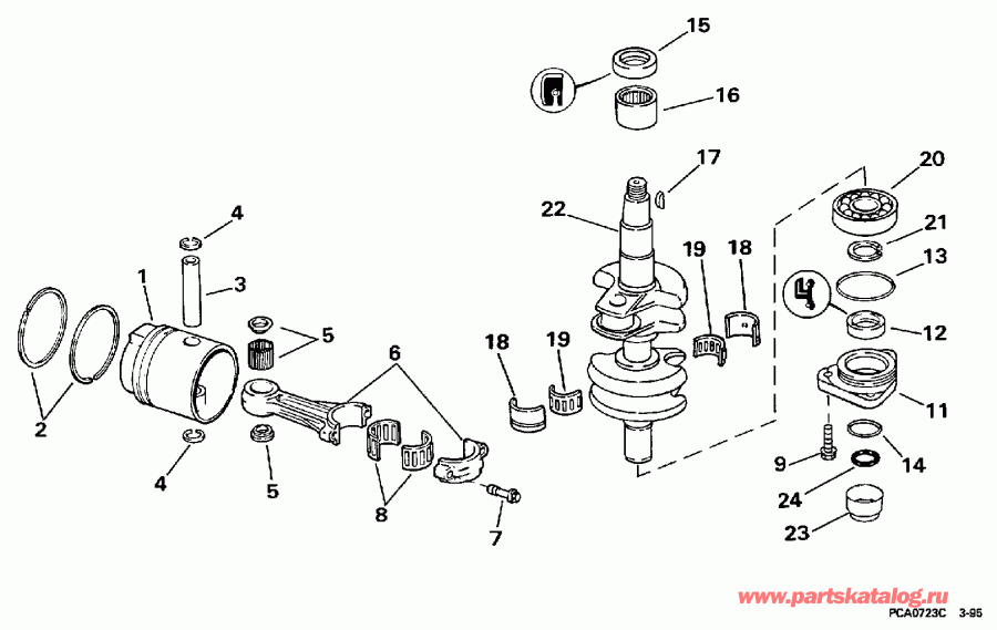 ��������� ����� EVINRUDE BE20SELEUM 1997  - ank��� & ������� - ankshaft & Piston