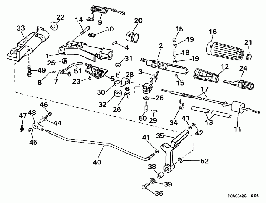 ��������� EVINRUDE BE20SRLEUM 1997  - eering & Shift Handle / ee������ & ������������� Handle