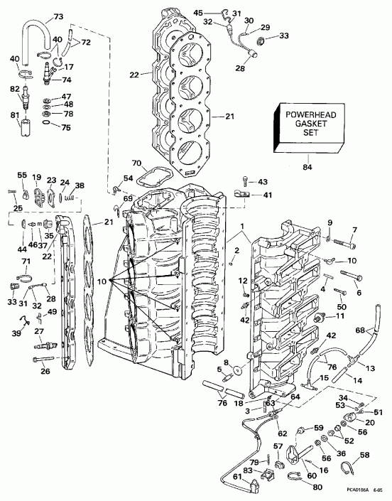 ��������� ��������� EVINRUDE BE250TXEUM 1997  - linder & ������ ��������� / linder & Crankcase
