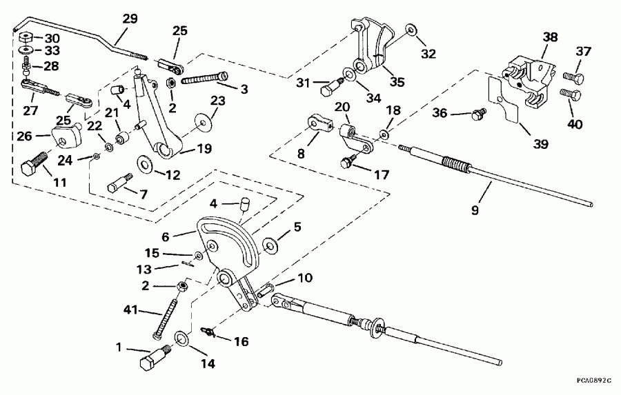 ��������� EVINRUDE BE50TLEUC 1997  - rottle ��������� �������� / rottle Linkage