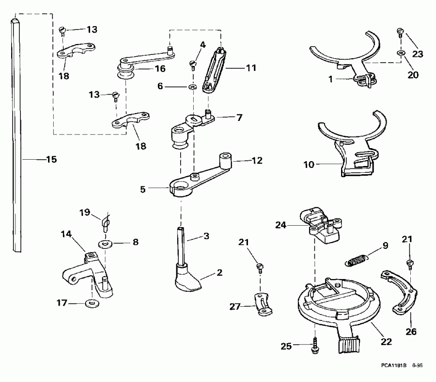 ��������� Evinrude BE90SXEUC 1997  - rottle ��������� ��������
