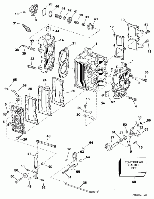 ��������� �������� ����� Evinrude E10RLEUS 1997  - linder & ������ ��������� - linder & Crankcase