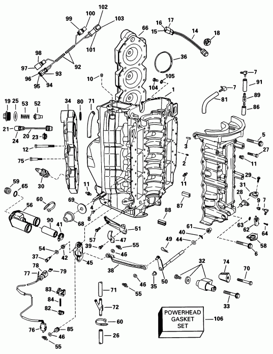 �������� ��������� ����� ������� E150ICXEUC 1997  - linder & Crankcase / linder & ������ ���������
