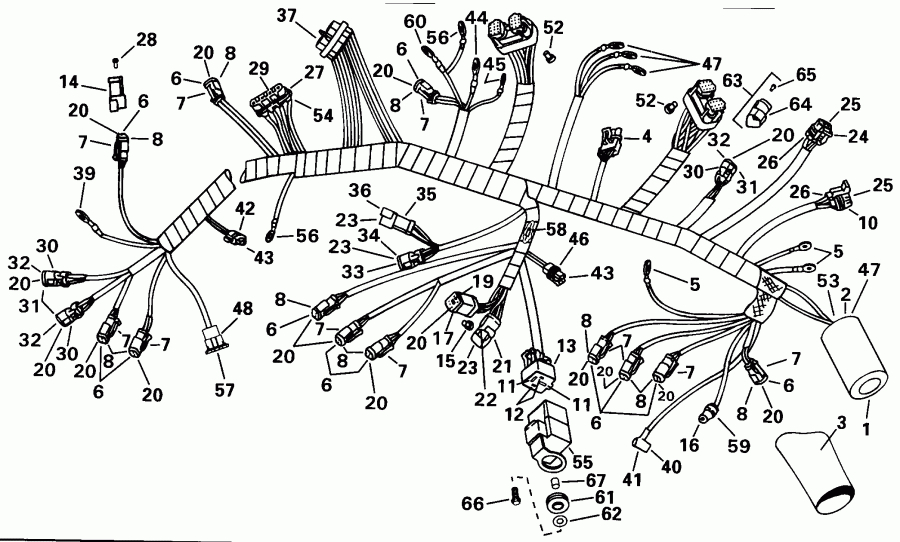�������� ��������� ����� Evinrude E150PLEUC 1997  - tor ������ Assembly / tor Cable Assembly