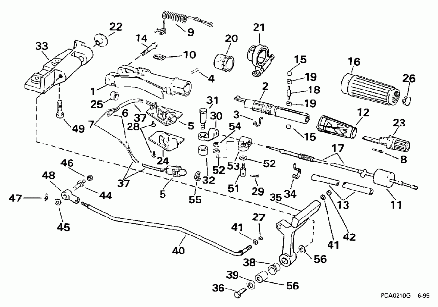 ��������� ��������� Evinrude E25RWLEUR 1997  - ee������ & ������������� Handle - eering & Shift Handle