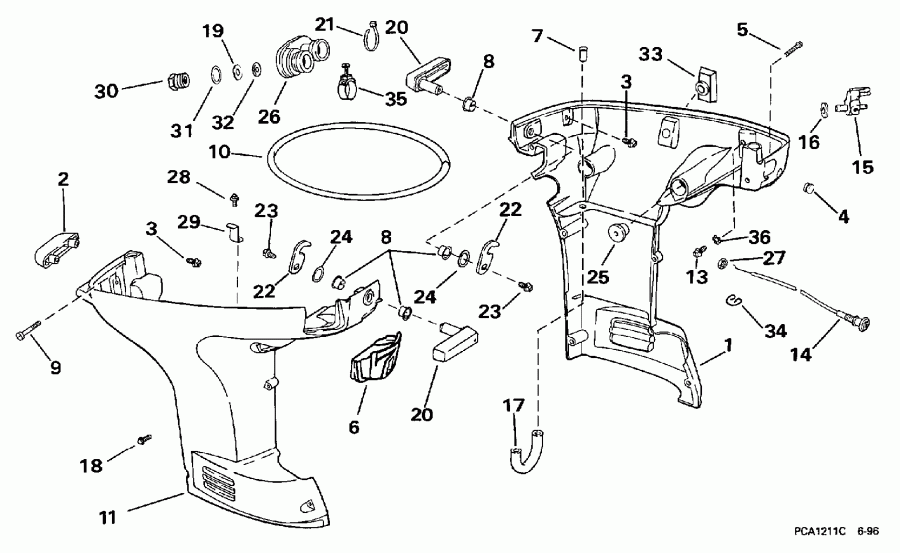 ��������� ��������� Evinrude E25TKEUR 1997  - wer Engine Cover / wer ������ ��������� (�����)