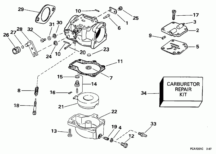 �������� ��������� ����� Evinrude E40TEEUC 1997  - rburetor - rburetor