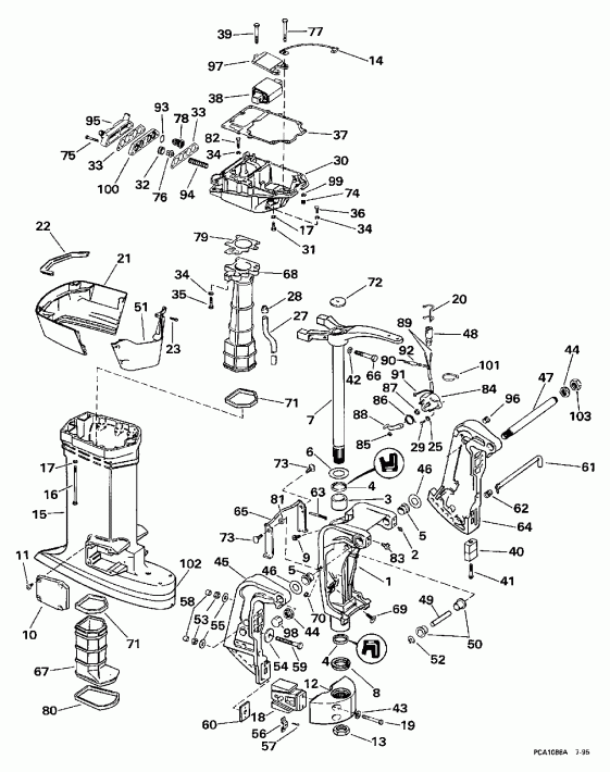 ��������� EVINRUDE E90TSLEUA 1997  - dsection