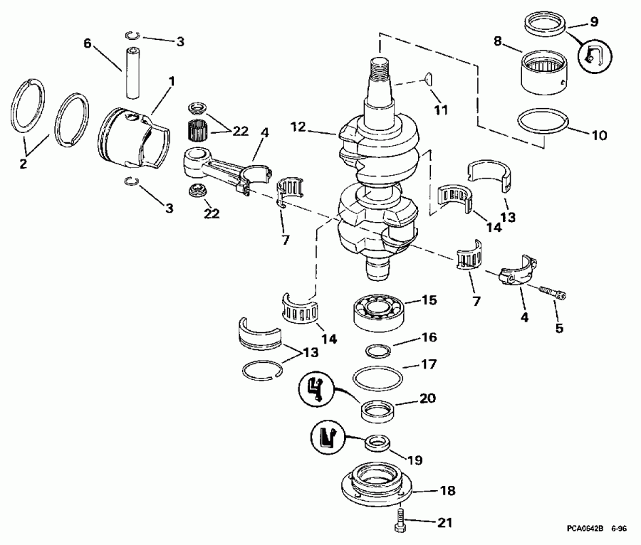 ��������� Evinrude SE55RSYC 1997  - ank��� & ������� / ankshaft & Piston