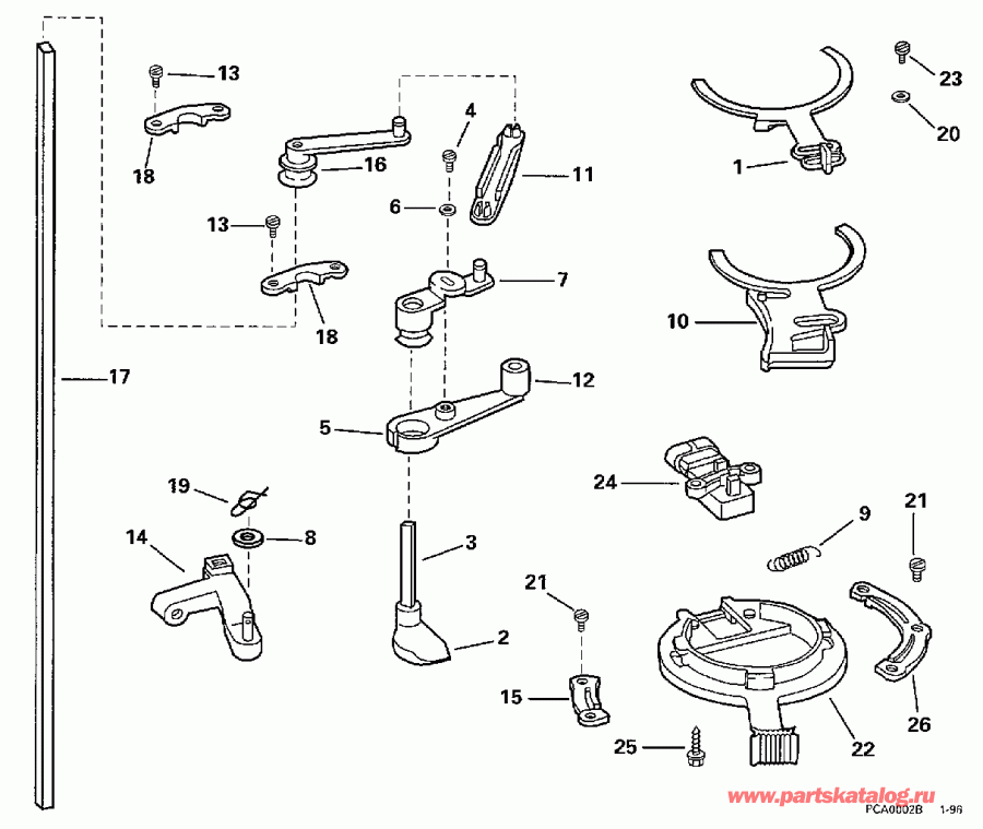 �������� ����� EVINRUDE BE150GLECD 1998  - rottle Linkage