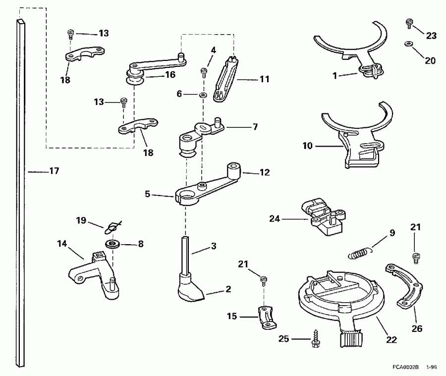 ��������� Evinrude BE175EXECD 1998  - rottle ��������� ��������