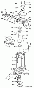 �������� ����� EVINRUDE E115TSLECM 1998  - haust Housing - haust ������