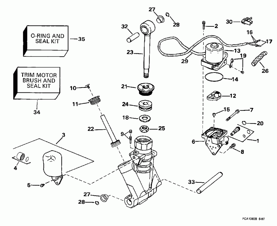 ��������� Evinrude E175FCXECS 1998  - wer Trim / tilt Hydraulic Assembly - wer Trim/tilt Hydraulic Assembly