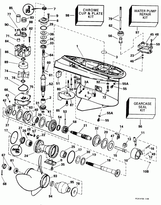 �������� ��������� ����� Evinrude E175SLECD 1998  - Counter-rotation /  Counter-rotation