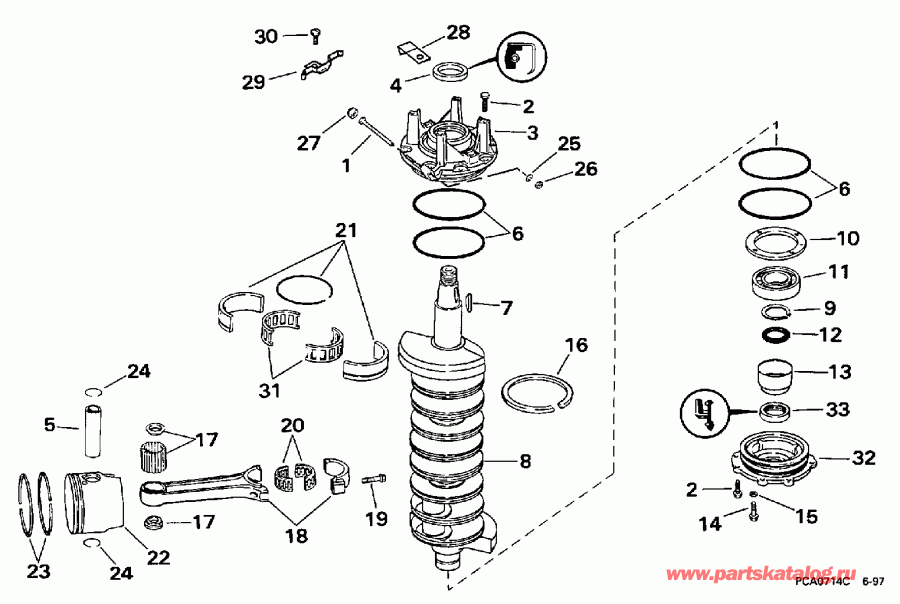  EVINRUDE E225TXECS 1998  - ankshaft & Piston / ank��� & �������