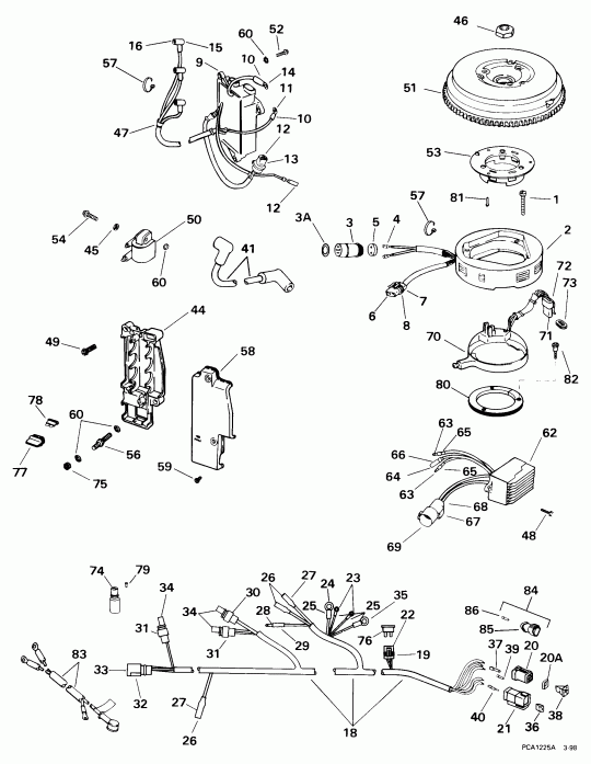 ��������� ����� Evinrude E35KLECA 1998  -  Remote / Remote