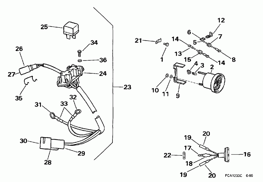 ����� EVINRUDE E35KLECA 1998  - wer Trim / tilt ��������� - wer Trim/tilt Electrical