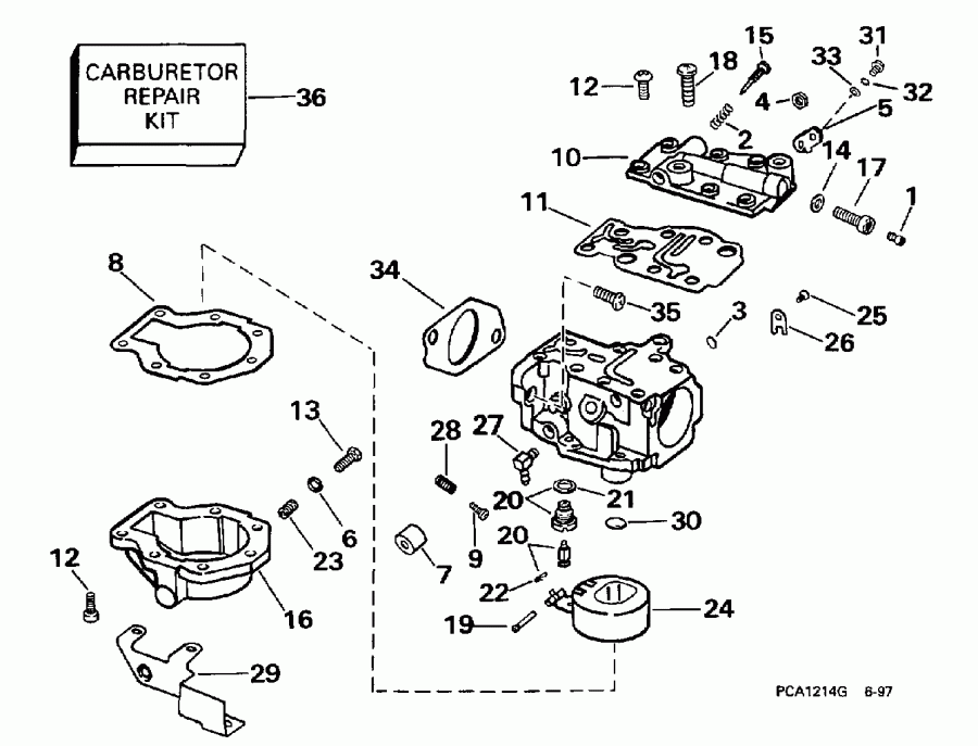 ��������� ��������� EVINRUDE E35QLECA 1998  - 25 Hp /  25 Hp