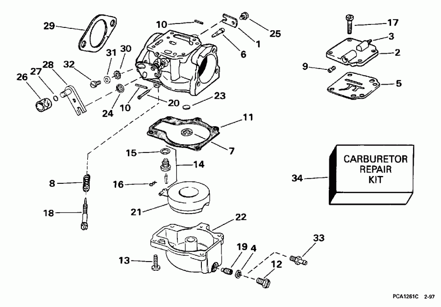�������� ��������� ����� EVINRUDE E40TTLECR 1998  - rburetor - rburetor