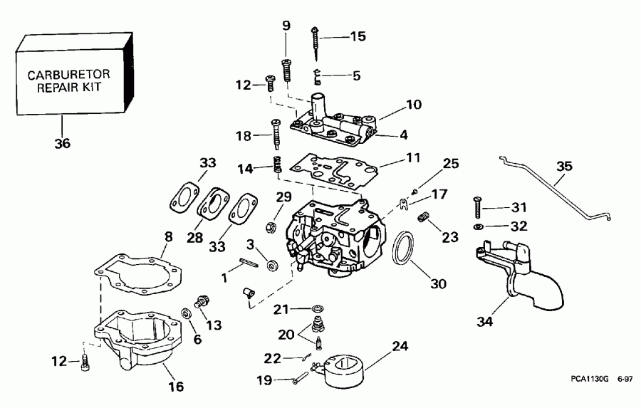 ��������� �������� ����� EVINRUDE E8FRECA 1998  - rburetor / rburetor