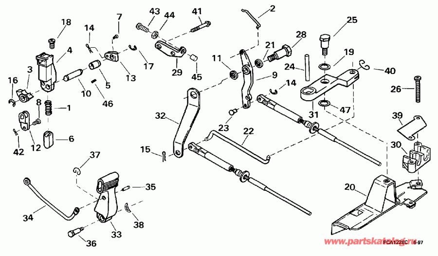 ����� Evinrude E8FRLECA 1998  - ift & ����������� ��������age - ift & Throttle Linkage