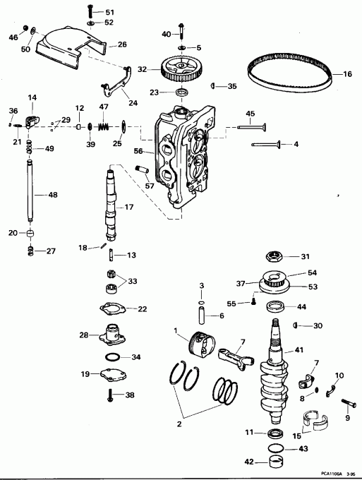��������� ��������� Evinrude SE15BAECA 1998  - linder & Crankcase - linder & ������ ���������