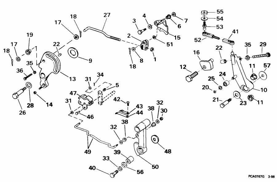 ��������� EVINRUDE SE40RPYT2 1998  - ift & Throttle Linkage / ift & ����������� ��������age
