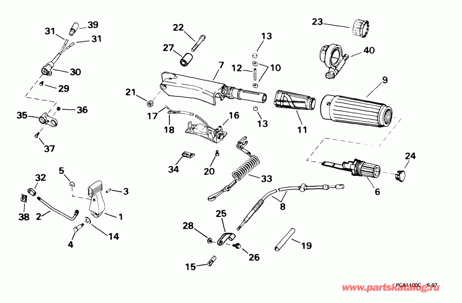 ��������� Evinrude E10R4EEB 1999  - eering & Shift Handle / ee������ & ������������� Handle