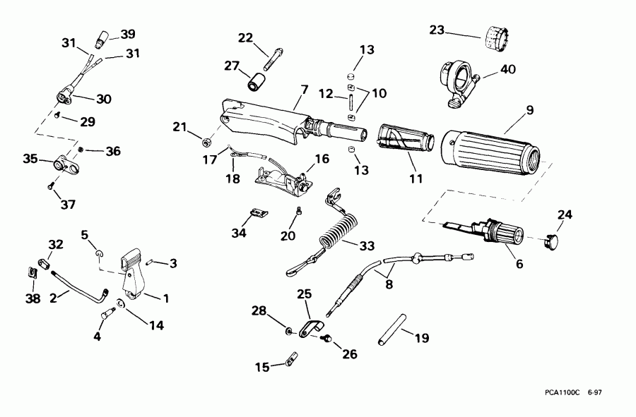 ��������� ��������� EVINRUDE E15RB4EEB 1999  - ee������ & ������������� Handle - eering & Shift Handle