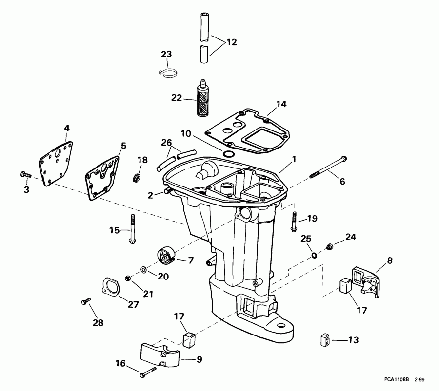 ��������� ����� EVINRUDE E15RL4EEB 1999  - haust Housing - haust ������
