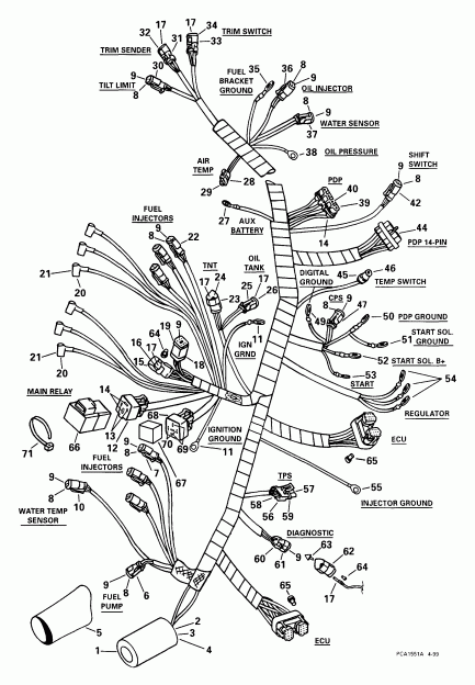 ��������� EVINRUDE E175FCXEEO 1999  - tor Cable Assembly / tor ������ Assembly