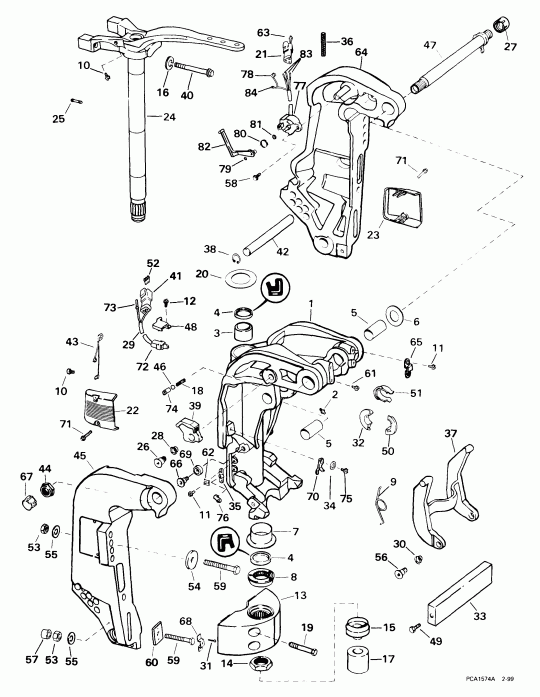 ��������� Evinrude E200FPXEES 1999  - ern & ���������� ��������� - ern & Swivel Bracket