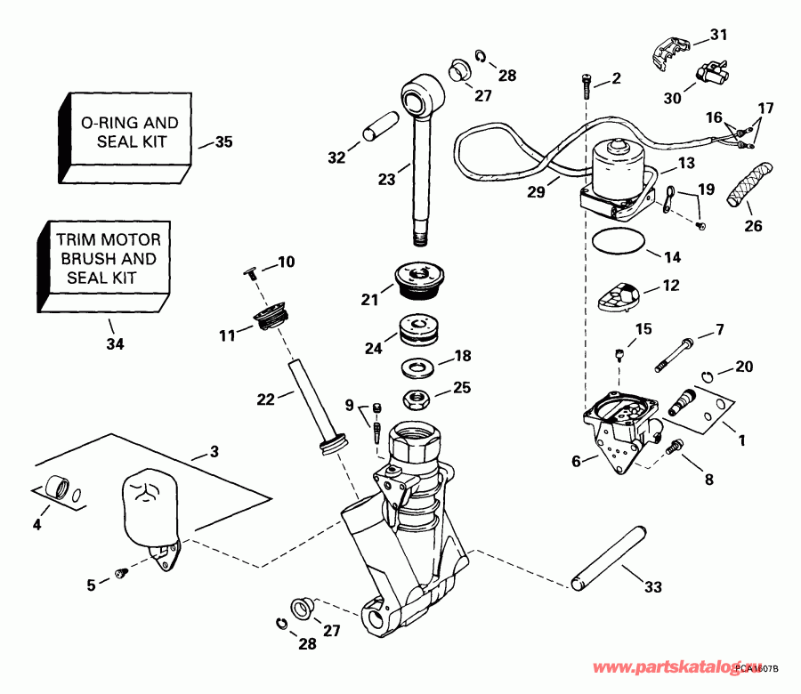 ��������� �������� ����� Evinrude E225FCXEEN 1999  - wer Trim / tilt Hydraulic Assembly
