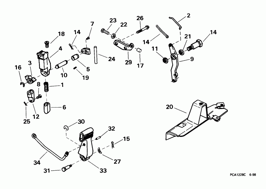 �������� ��������� ����� Evinrude E8R4EEM 1999  - ift & Throttle Linkage