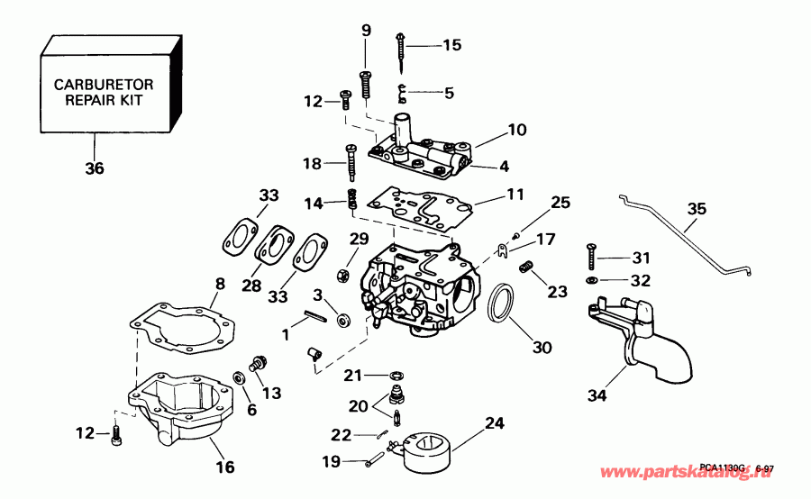 �������� ����� EVINRUDE E8RBL4EEM 1999  - rburetor / rburetor