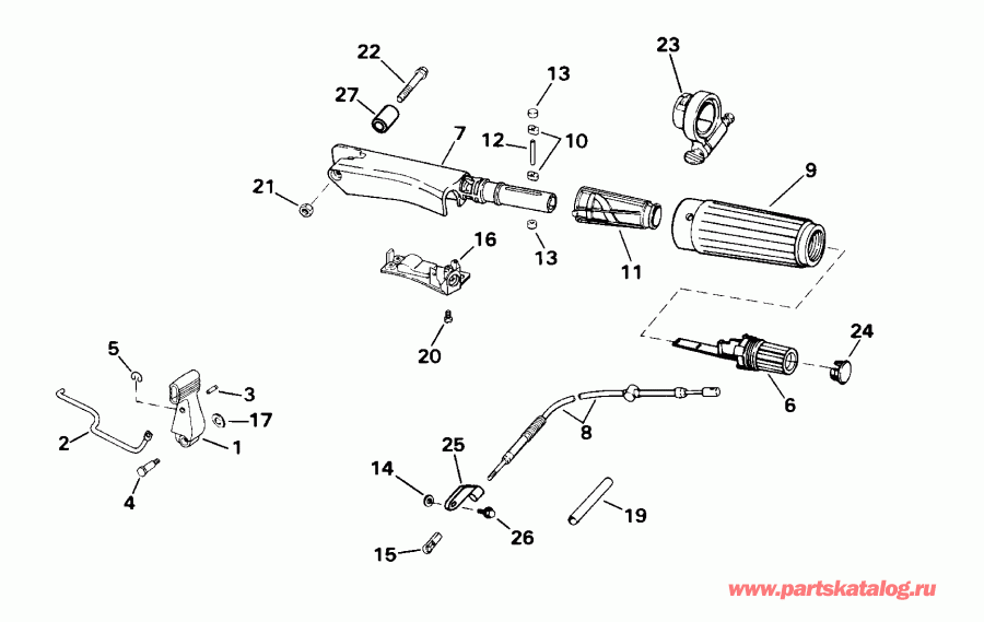��������� Evinrude E15WRSSC Commercial, Rope Start, Tiller,  - eering And Shift Handle