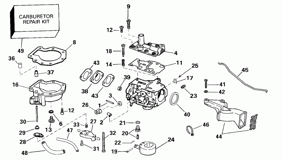  Evinrude E5RL4SSB 4-Stroke, Rope Start, Tiller, 2  - rburetor / rburetor